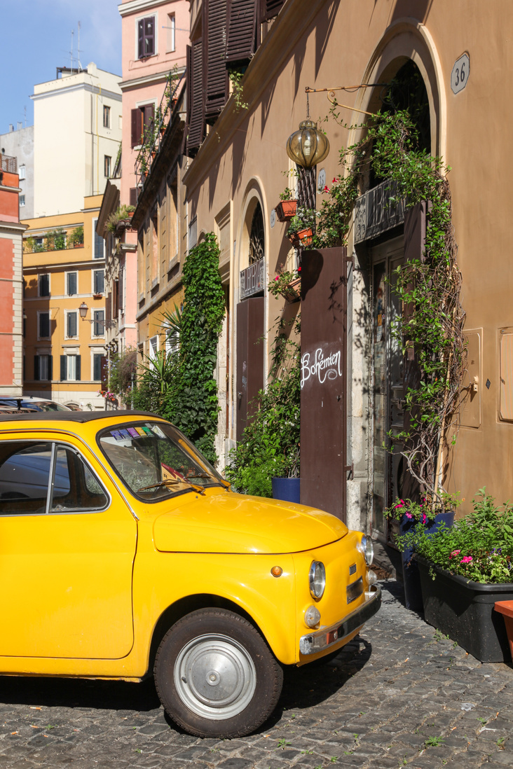 Yellow Car in Street 