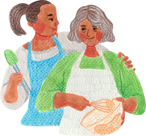 Organic Textured Elderly Mothers with Children Whisking