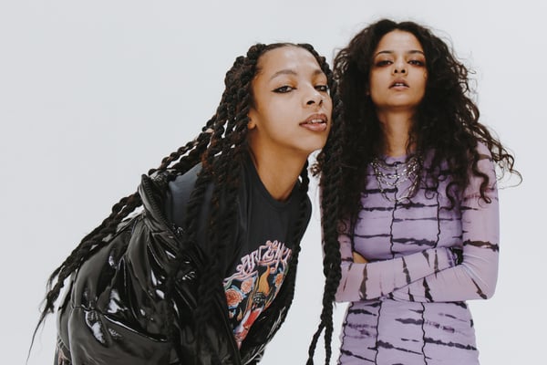 Women in Punk Outfits on White Background