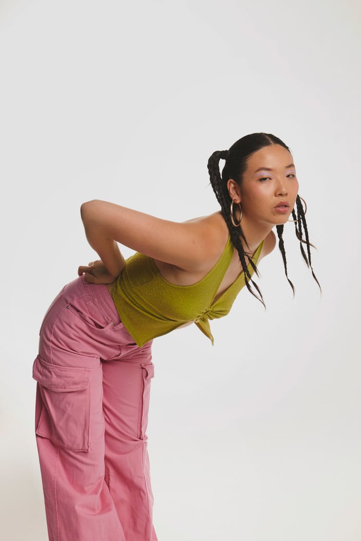 Portrait of a Stylish Woman on White Background