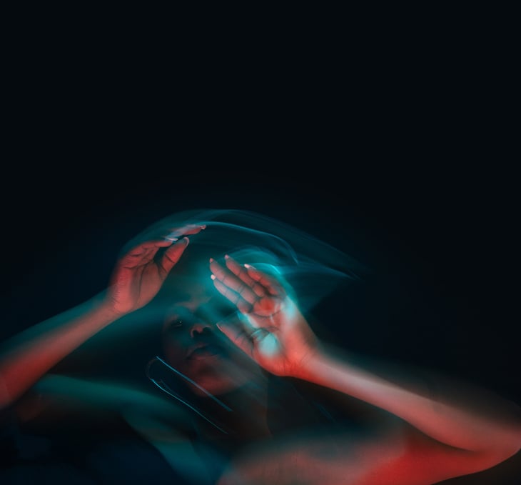 Trippy Portrait of a Woman on Black Background